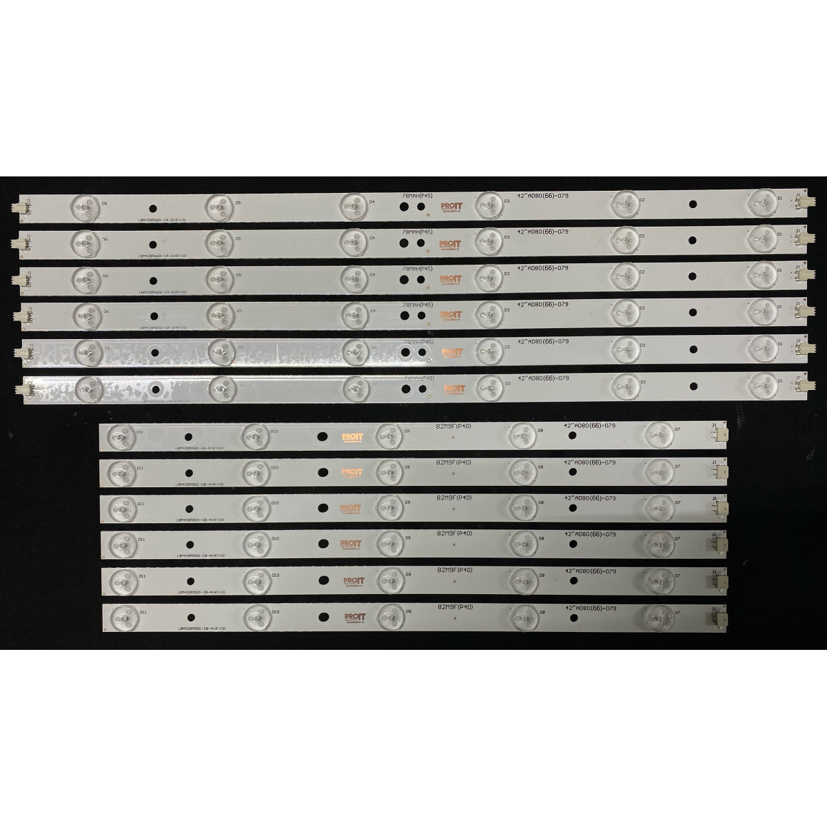 LED Backlight Strip Philips 42" - 6 strips x 11 LEDs (6 + 5) - LBM420P0601-CA-3 (HF) (0) + LBM420P0501-CB-4(HF) (0)