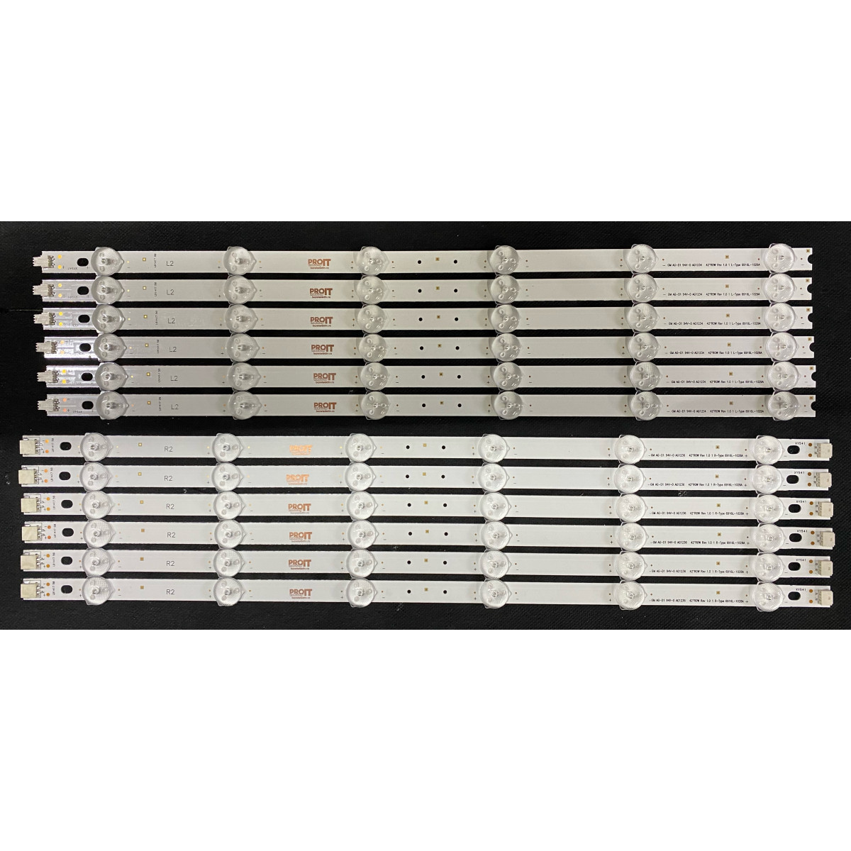 LED Backlight Strip LG 42" - 6 strips x 12 LEDs - 3V - 6916L-1029A + 6916L-1028A - 6916L-0913A + 6916L-0882A