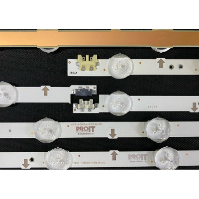 Samsung 43" TV LED háttérvilágítás készlet - 4 darab x 11 (7 + 4) LED - V5DF-430DCA-R1 + V5DF-430DCB-R1 - S_5J55_43_R4/L7-REV1.2