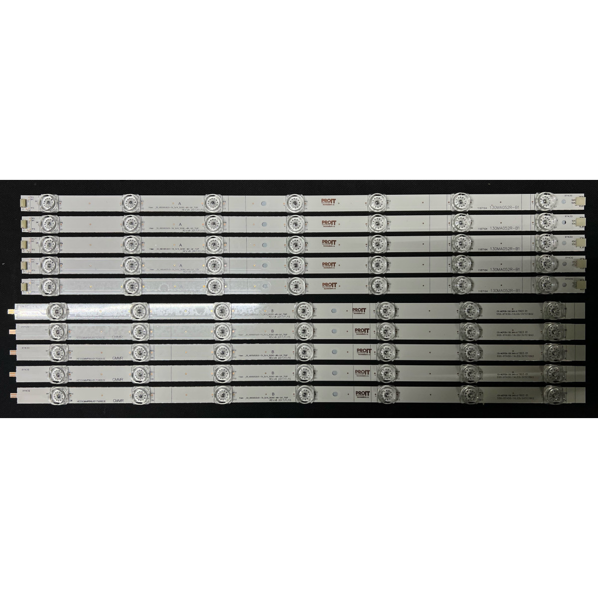 Комплект ленти Hisense 55" - 5 ленти x 14 LED (7 + 7 - паралелно) - 3V - 1075mm - Hisense_55_HD550S3U51-TA_5x14_3030C-d6t-2d1