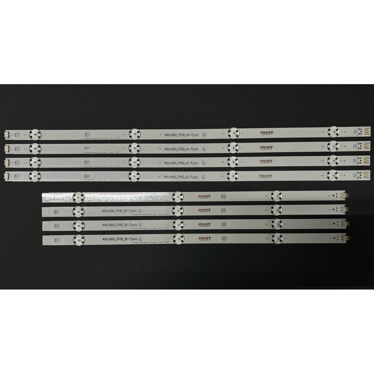 LED Backlight Strip LG 49" - 4 strips x 7 LEDs (3 + 4) - 1000mm - 3V - 49LH60_FHD_A-Type + B-Type