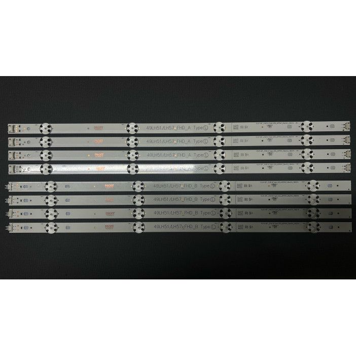 LED Backlight Strip LG 49" - 4 strips x (4+4 LEDs), 4A + 4B, total 8 strips, Innotek 15.5Y