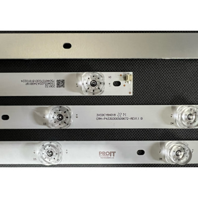 LED Backlight Strip Sharp 43" - 5 strips x 9 LEDs - 3V - 840mm - CRH-P4330300509672-REV1.1 B - CRH-P4335350509515REV1.1 B