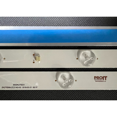 Комплект ленти универсални 28" - 2 ленти x 6 LED - 3V - 493mm - ZK275D06-ZC21AG-02 - JL.D28061330-114AS-M