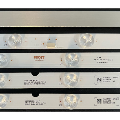 Sony 55" TV LED háttérvilágítás készlet - 7 darab (9 + 6 LED) - 3V - 636mm+409mm - SBT55 01S02-1 + SBT55 01S01 - csatlakozó B