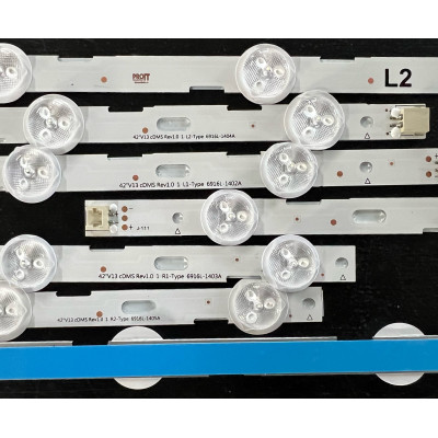 LG 42" TV LED háttérvilágítás készlet - 5 darab x 10 LED - 3V - 400 - 414 - 430 - 442mm - 6916L-1402A + 1403A + 1404A + 1405A