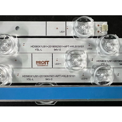 LED Backlight Strip Hisense 58" - 3 strips x 14 LEDs (7 + 7) - 3V - 1100mm - LB58007 V0 - HD580X1U91