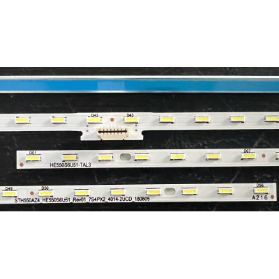LED Backlight Strip Hisense 55" - 2 strips side x 56 LEDs (white) - 6V - 599mm - HE550S6U51-L1    JL.E55078414-003CS-R7N-M-HF
