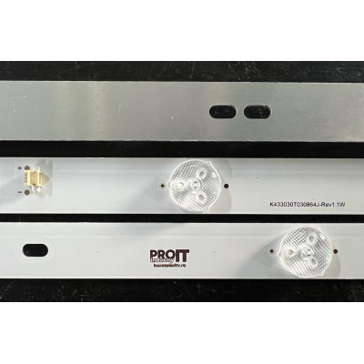 Комплект ленти универсални 43" - 3 ленти x 8 LED - 3V - 820mm - K433030T030864J-REV1.1W