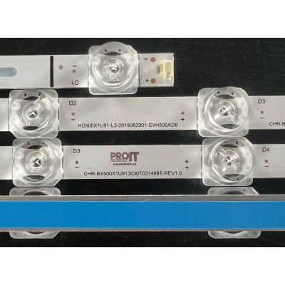 LED Backlight Strip Hisense 50" - 3 strips x 14 LEDs (8 + 6) - 3V - 915mm - CRH-BX500X1U913030T031498T-REV1.0