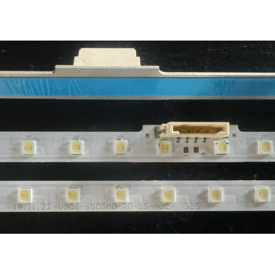 LED Backlight Strip Samsung 65" - 2 strips side x 66 LEDs - 3V - 706mm - V9Q6-650SM0-R0 - BN96-48108A
