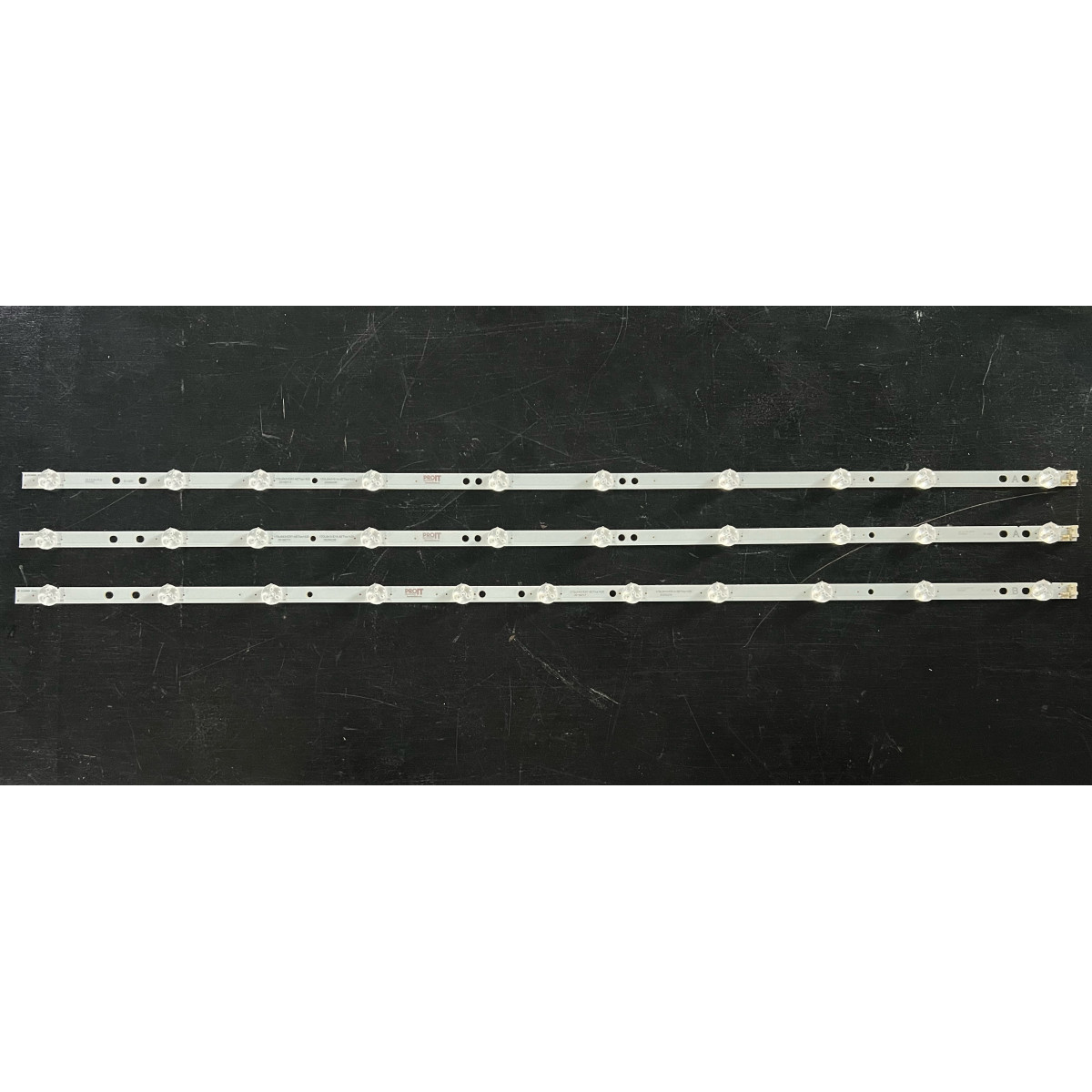 LED Backlight Strip other brands 43" - 3 strips - 2A x 10 LEDs + 1B x 11 LEDs - 3V - 800mm - 17DLB43VER7 - 17DLB43VER14