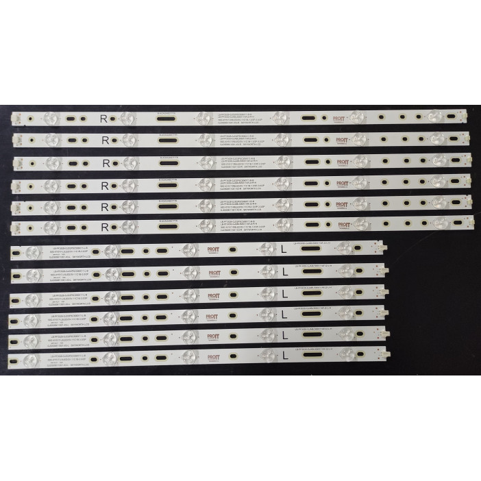 LED Backlight Strip Philips 49" - 6 double strips x (6+5) LEDs (12 pieces) - EVT LBM490E0501-AJ-3(L) EVT LBM490E0601-AK-3
