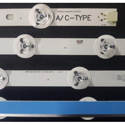 LED Backlight Strip other brands 40" - 5 strips x 10 LEDs - 3V - 790mm - 400DLED_SLIM_REV01_20150202 A C-Type