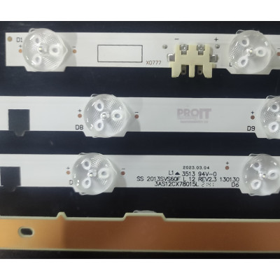 LED Backlight Strip Samsung 60" - 11 strips x 20 LEDs - 22 strips total - 11L + 11R - 12 + 8 LEDs - 3V - 1268mm