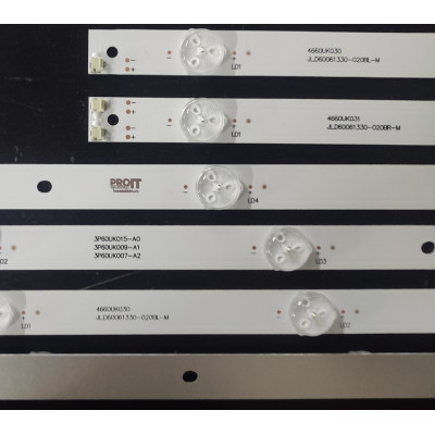 LED Backlight Strip Sharp 60" - 13 strips x 6 LEDs - 3V - 650mm - 12A + 1B - 3P60UK009-A2