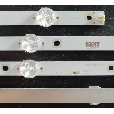 LED Backlight Strip Philips 58" - 5 strips x 11 LEDs - 6 + 5 - LB-GM3030-GJPHP585X11AA12-L-2-T + R-2-T