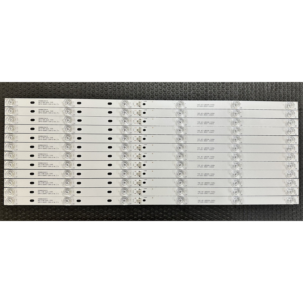 Комплект ленти универсални 55" / TCL 55" - 12 ленти x 6 LEDs - 6V - 539mm - TCL-55P10-3030FC-12X6 - синя светлина
