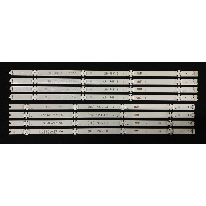 LED Backlight Strip LG 49" - 4 strips x 8 LEDs - 8 pieces x 4 LEDs - 3V - 6916L-2453A + 6916L-2552A + 6916L-2710A + 6916L-2712A