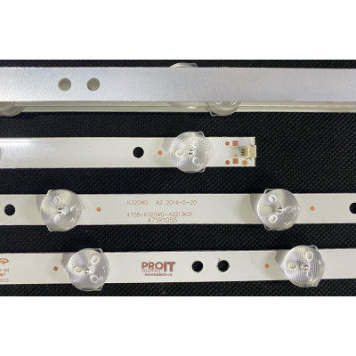 LED Backlight Strip Philips 32" - 3 strips x 8 LEDs - 3V - 617mm - 4708-K320WD-A4213K01 - 4708-K320WD-A2213K01