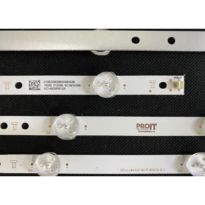 LED Backlight Strip Philips 43" - 3 strips x 9 LEDs - 3V - 840mm - LB43046 V0_00 - GJ-2K18-D3X3-430-D309-PHP